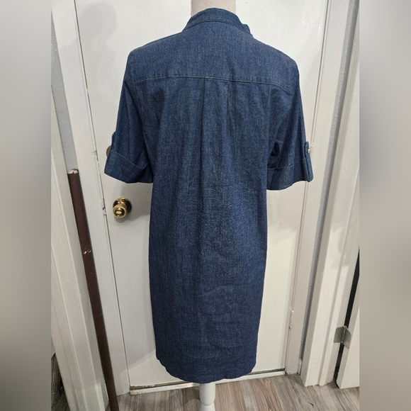 Anne Klein Women's Zippered-Neck Tab-Cuff Shift DressSz 8 New Without Tags - Picture 8 of 11